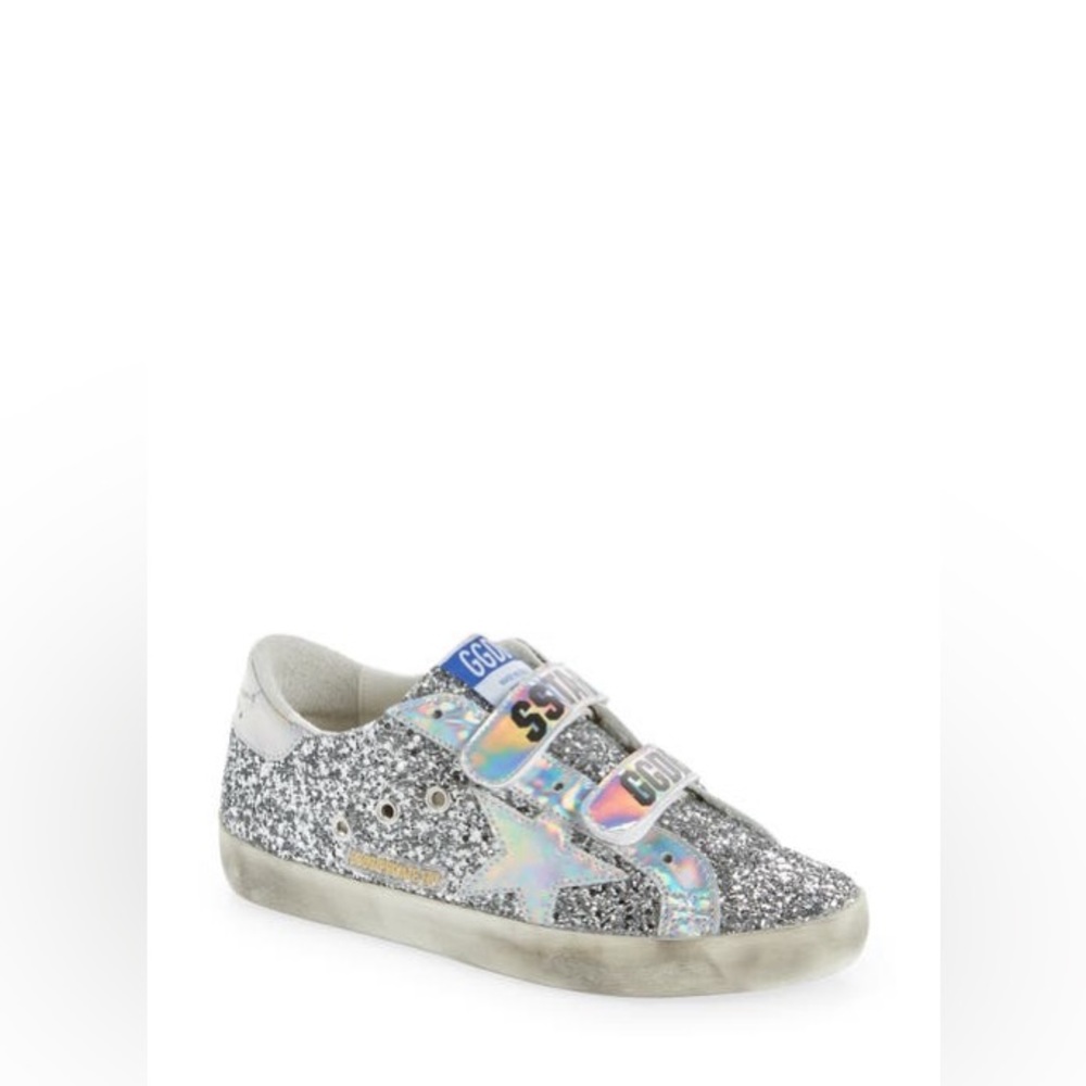 LTD Golden Goose Old School Glitter Sneaker in Silver/Iridescent